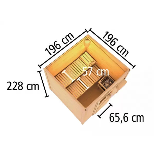 Finská sauna KARIBU HYTTI 2 (93862) natur LG4144