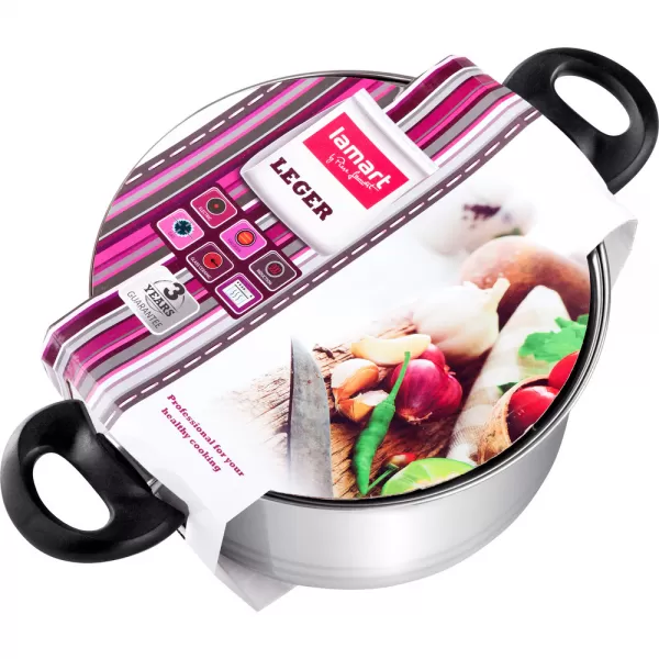 Kastrol s poklicí 24cm stříbrná LAMART LTB2413