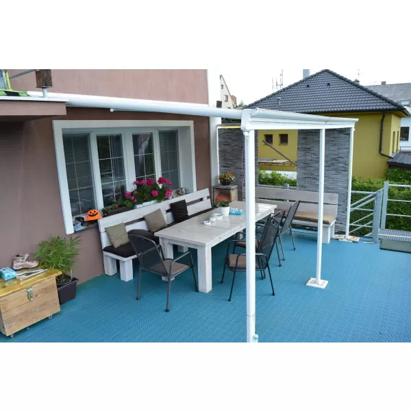Hliníková pergola LANITPLAST WALL 53 FSX bílá + čirý PC LG4319