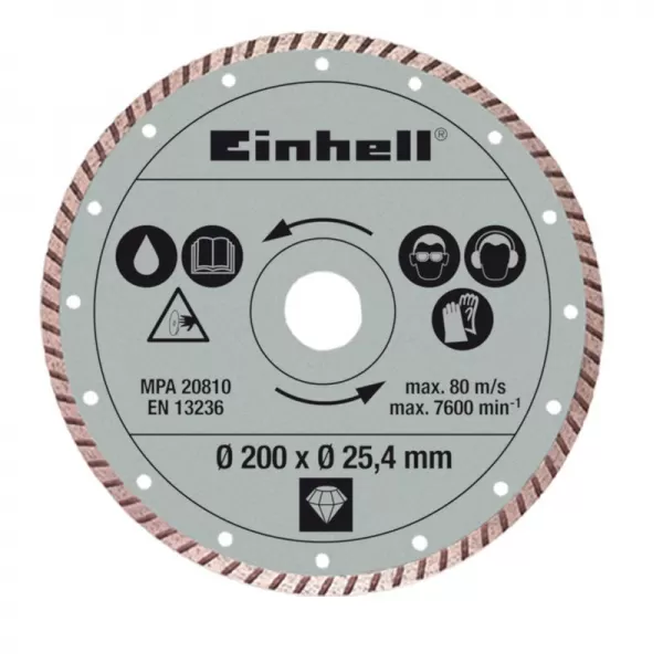 Kotouč diamantový turbo 200x25,4 mm k řezačkám RT-TC 520 U a TE-TC 620 U Einhell 4301175