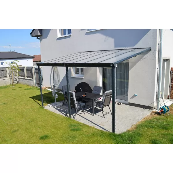 Hliníková pergola LANITPLAST WALL 53 FSX antracit + čirý PC LG4317