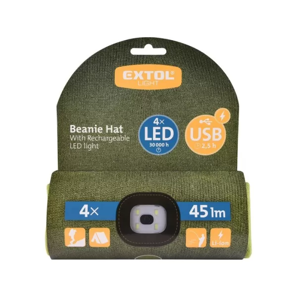 Čepice s čelovkou zelená EXTOL LIGHT 43192