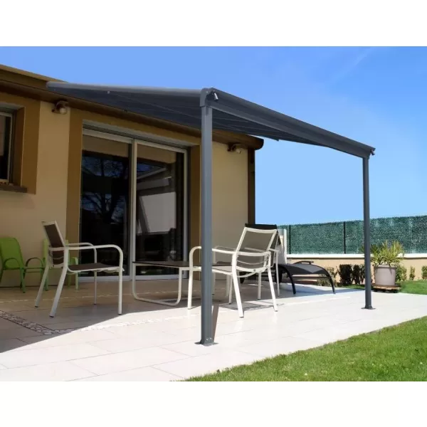 Hliníková pergola LANITPLAST WALL 33 FSX antracit + čirý PC LG4304