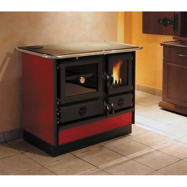 Sporák na tuhá paliva s výměníkem červený levý MBS THERMO MAGNUM PLUS