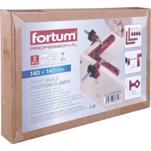 L-svorky rohové/90° sada 2ks, 140x140mm FORTUM 4784120