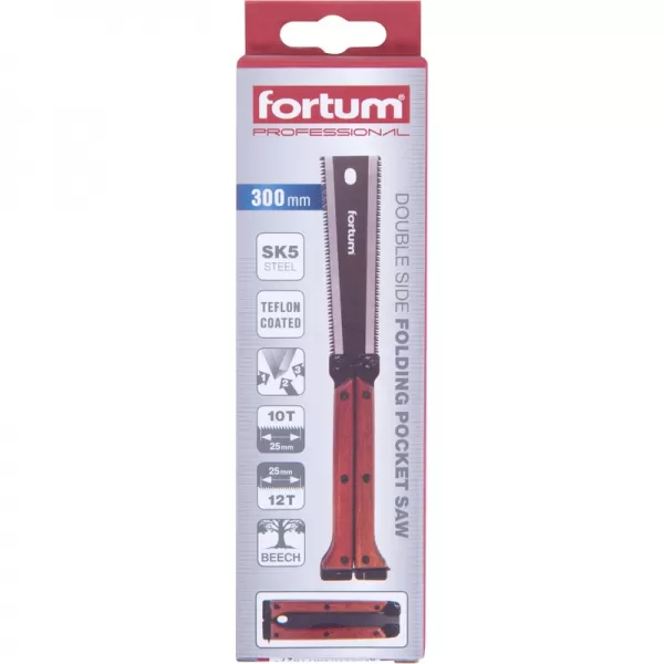 Pila zavírací/kapesní dvoubřitá, 300mm s dřevěnou rukojetí FORTUM 4772120