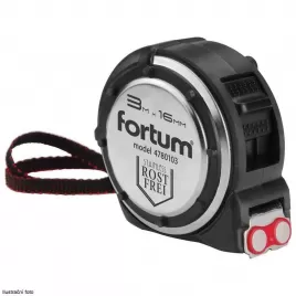 Svinovací metr nerez 3m x 16mm s magnety na háčku, pryžový obal FORTUM 4780103