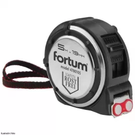 Svinovací metr nerez 5m x 19mm s magnety na háčku, pryžový obal FORTUM 4780105