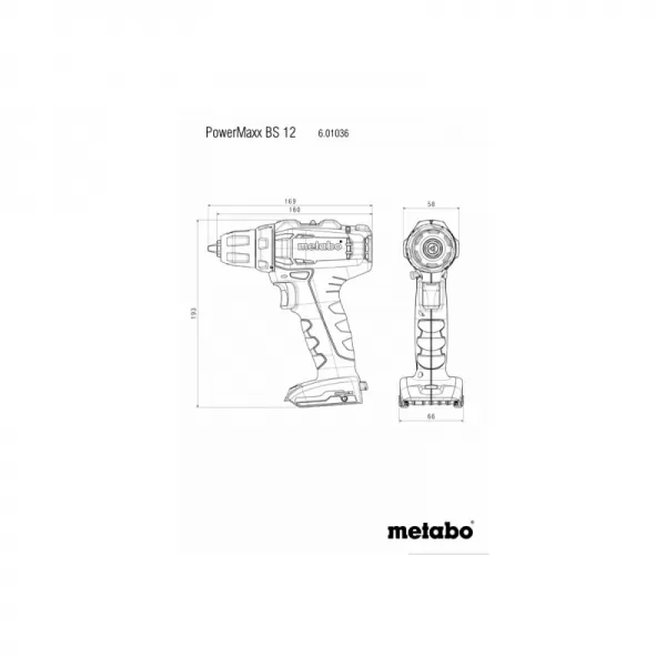 Aku vrtací šroubovák PowerMaxx BS 12V 1x2Ah Metabo 601036000