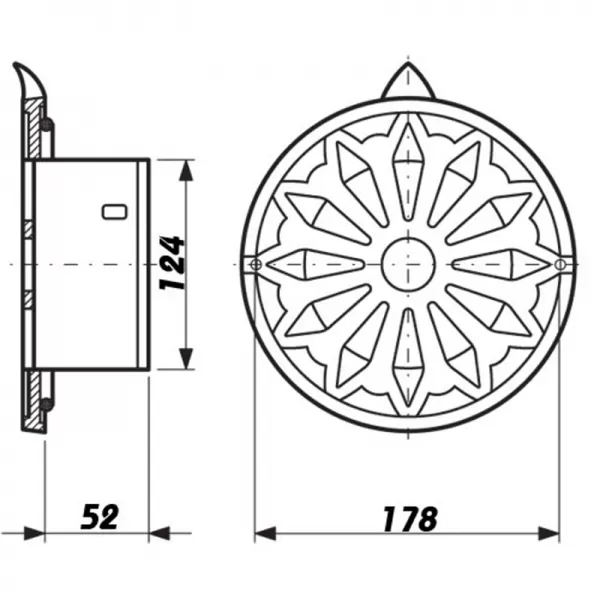 Hliníková větrací mřížka s přírubou a síťkou Ø 125 mm, šedozelená DALAP 50019