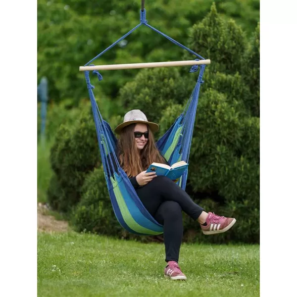 Závěsné houpací křeslo HAPPY GREEN, modré 50422002