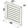 Kovová ventilační mřížka bez příruby s pevnou žaluzií a síťkou 200x200 mm, bílá DALAP 548