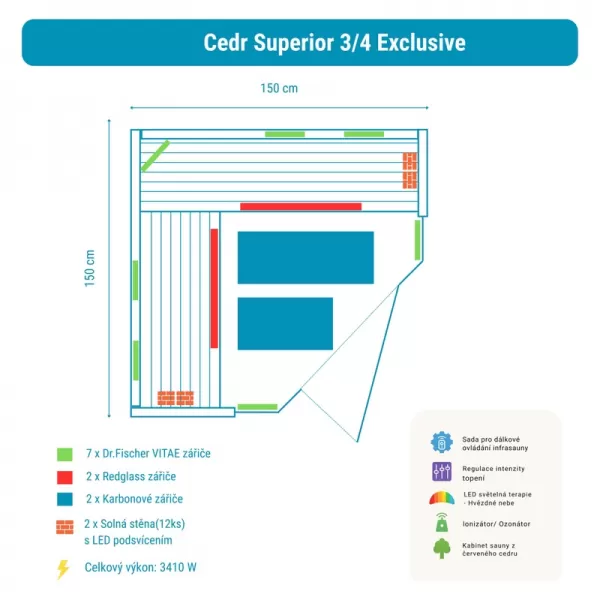 Infrasauna Belatrix Cedr Superior 3/4 Exclusive HL-400KC-E