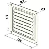 Pozinkovaná větrací mřížka bez příruby se síťkou a pevnou žaluzií 125x125 mm DALAP 549
