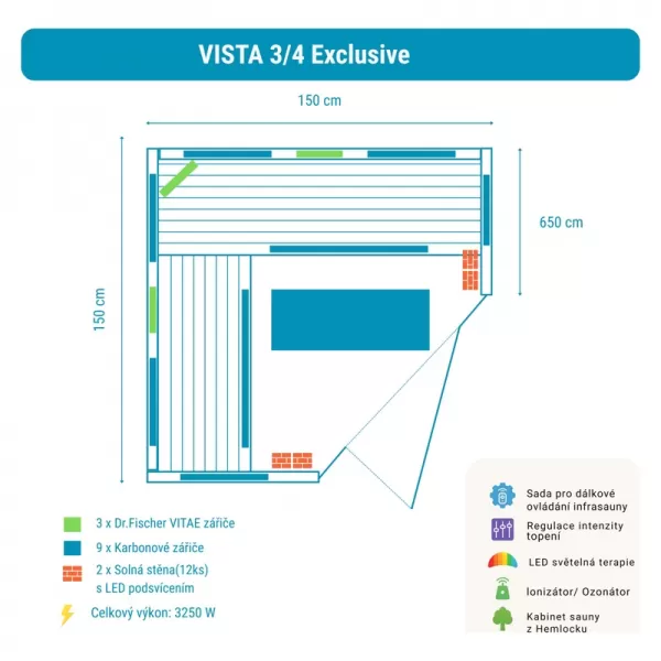 Infrasauna Vista 3/4 Exclusive KD-V0034E