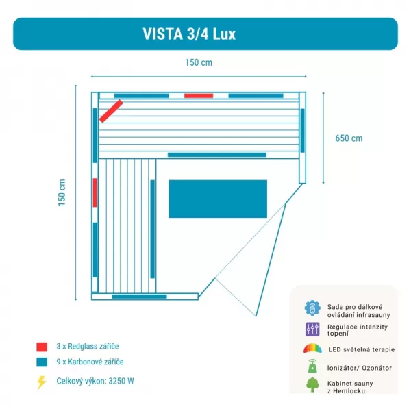 Infrasauna Vista 3/4 Lux KD-V034L
