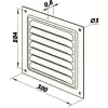 Kovová ventilační mřížka bez příruby s pevnou žaluzií a síťkou 300x300 mm, bílá DALAP 543