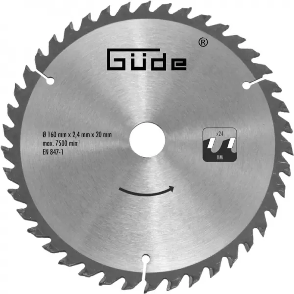 Pilový kotouč O 160 x 20 mm, 24 z (HM) Güde 58171