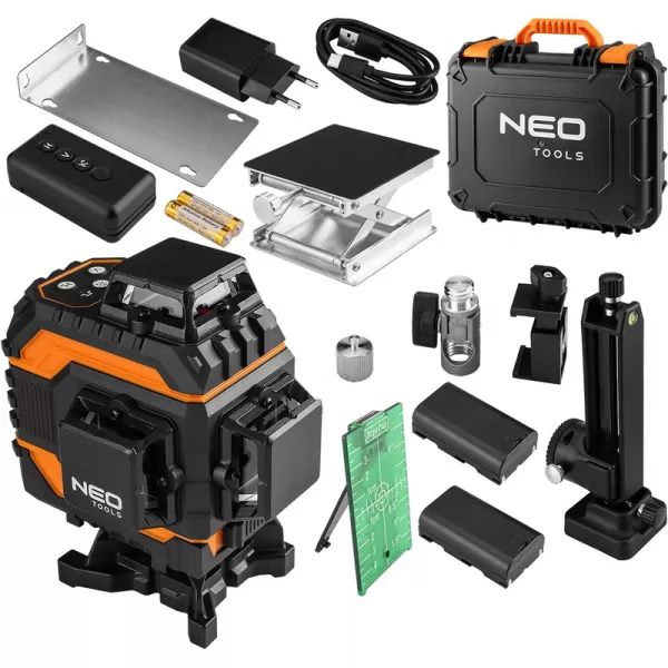 Laser 3D, 25 m, 16 čar, zelený, magnetický držák, kufr NEO tools 75-141