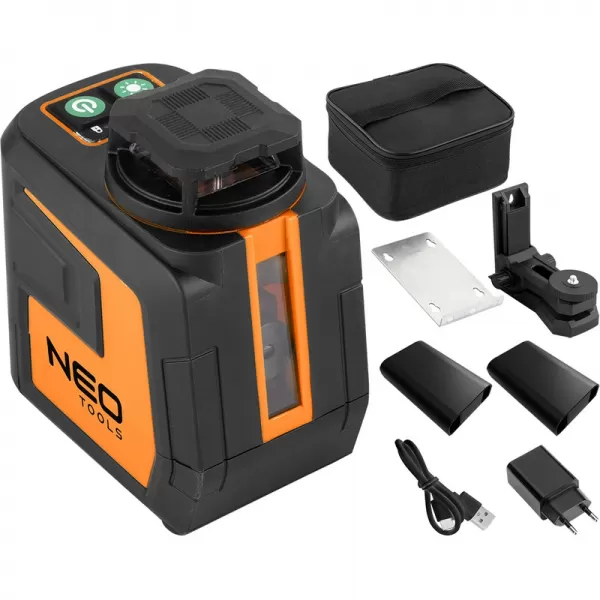 Laser rovinný zelený 20m, 5 čar, v pouzdře, magnet držák NEO Tools 75-144