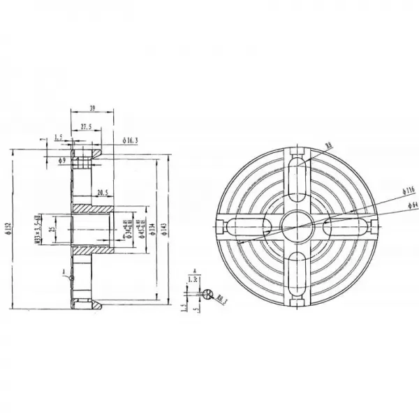 Čtyřčelisťové sklíčidlo průměr 150 mm Holzstar 5931020