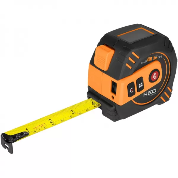 Laserový měřič vzdálenosti s výsuvným měřicím pásem 5m/19mm NEO tools 67-100