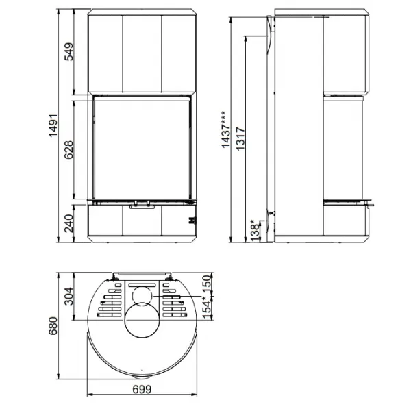 Krbová kamna závěsná SCAN 87 WALL