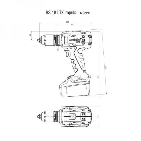Aku vrtačka bez aku Metabo BS 18 LTX Impuls