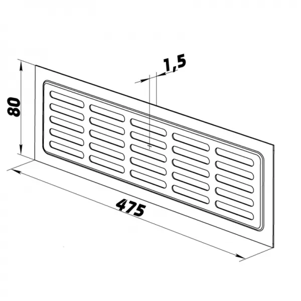 Kovová dveřní větrací mřížka 475x80 mm, bílá DALAP 6096