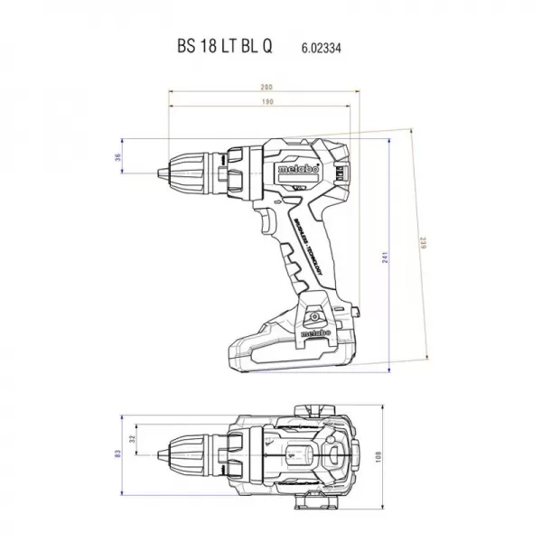 Aku vrtačka bez aku Metabo BS 18 LT BL Q
