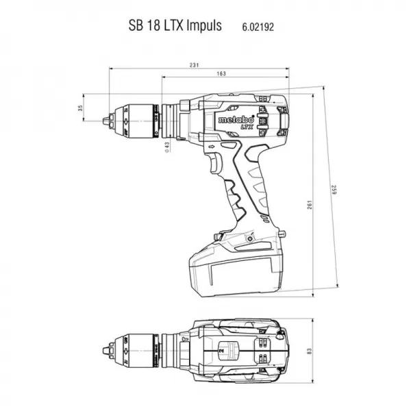 Aku příklepová vrtačka 2x4,0 Ah Metabo SB 18 LTX Impuls