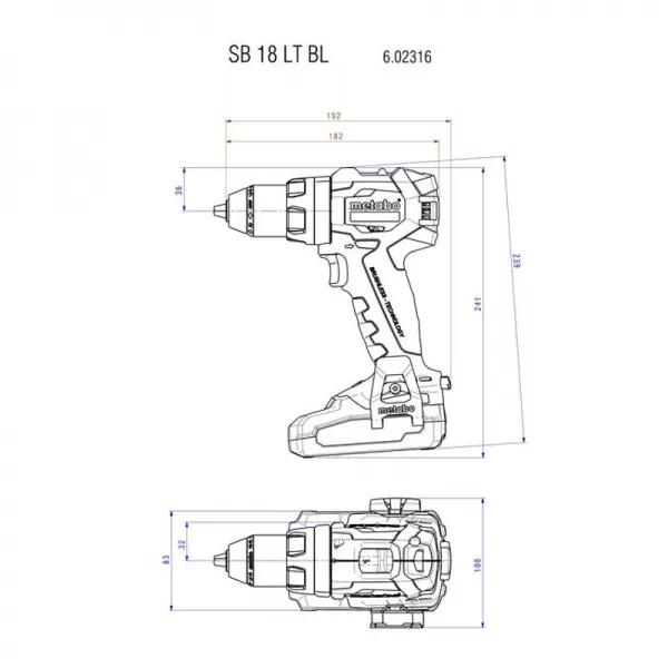 Aku příklepová vrtačka 2x4,0 Ah Metabo SB 18 LT BL