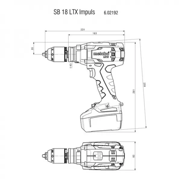 Aku příklepová vrtačka bez aku Metabo SB 18 LTX Impuls