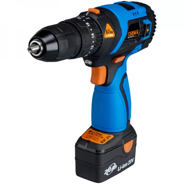 Aku bezuhlíkový příklepový šroubovák 20V 2x2,0Ah Narex 65405304