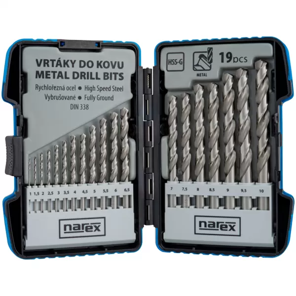 19dílná sada vrtáků do běžné oceli 19-SET HSS-G MSP Narex 65405602