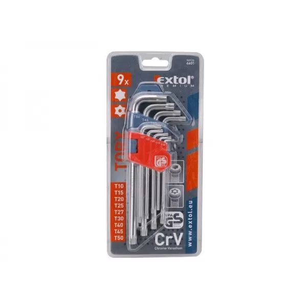L-klíče TORX sada 9ks T 10-50 EXTOL PREMIUM 6601