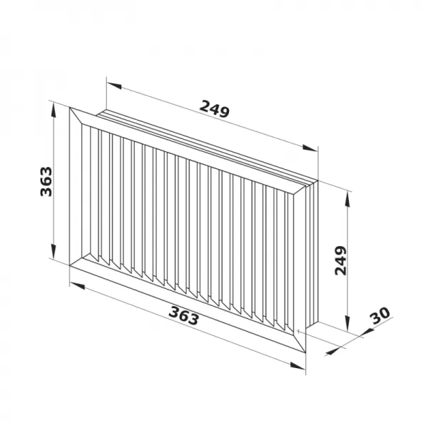 PVC ventilační mřížka bílá s pevnou žaluzií 363x363 mm DALAP 6620