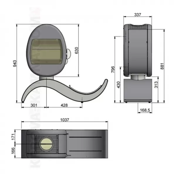 Krbová kamna s podstavcem SCAN 66-5 S černý lak