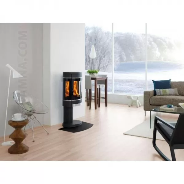 Krbová kamna s nohou s bočním prosklením, hliníkové lišty SCAN 68-10 černý lak