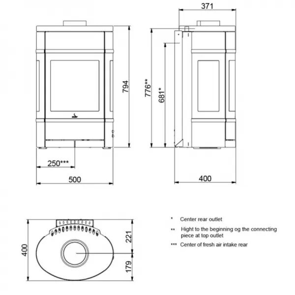 Krbová kamna s podstavcem s bočním prosklením, černé lišty SCAN 68-11 černý lak