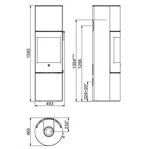 Krbová kamna ocelová dvířka SCAN 84-4 CLASSIC MAXI černý lak