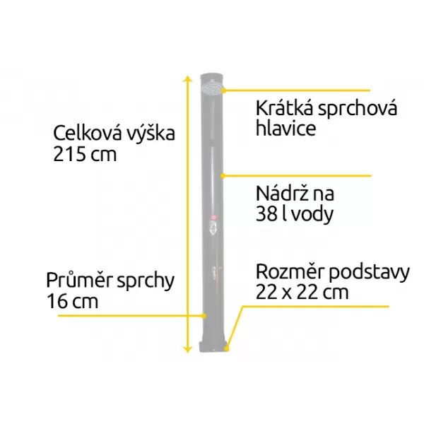 Solární sprcha vč. teploměru Hawaj 38 l černá 70548010
