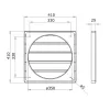 PVC větrací mřížka s přírubou a samotížnou žaluzií, 410x410 mm / Ø 350 mm, šedá DALAP 8234