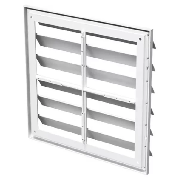 PVC větrací mřížka bez příruby se samotížnou žaluzií 250x250 mm, bílá DALAP 8579
