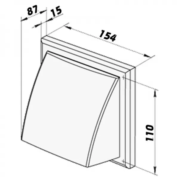 PVC větrací mřížka bez příruby se samotížnou klapkou 154x154 mm, bílá DALAP 8588