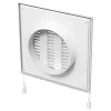PVC větrací mřížka s mechanicky ovládanou žaluzií 250x250 mm a přírubou Ø 150 mm, bílá DALAP 8533