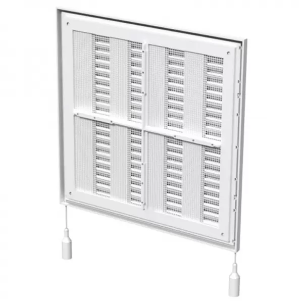 PVC mřížka bez příruby s mechanicky ovládanou žaluzií 250x250 mm, bílá DALAP 8580