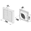 PVC větrací mřížka s mechanicky ovládanou žaluzií 154x154 mm a přírubou Ø 100 mm, bílá DALAP 8501