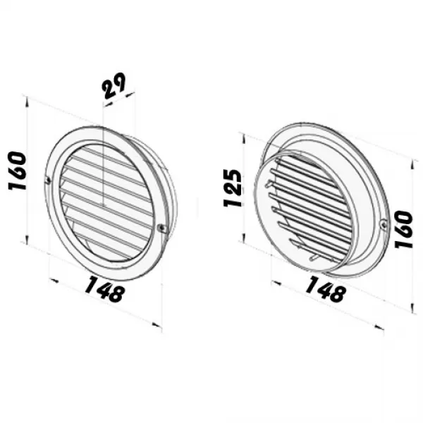 PVC větrací mřížka kruhová s přírubou a síťkou Ø 125 mm, bílá DALAP 8581