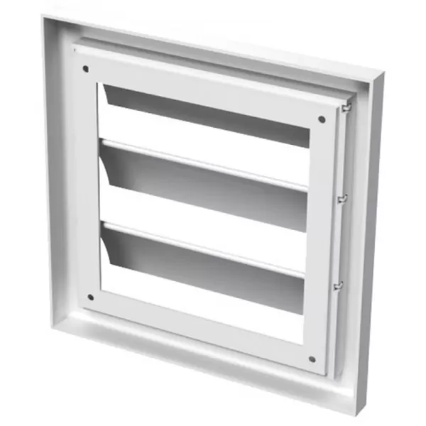 PVC větrací mřížka bez příruby se samotížnou žaluzií 186x186 mm, bílá DALAP 8578